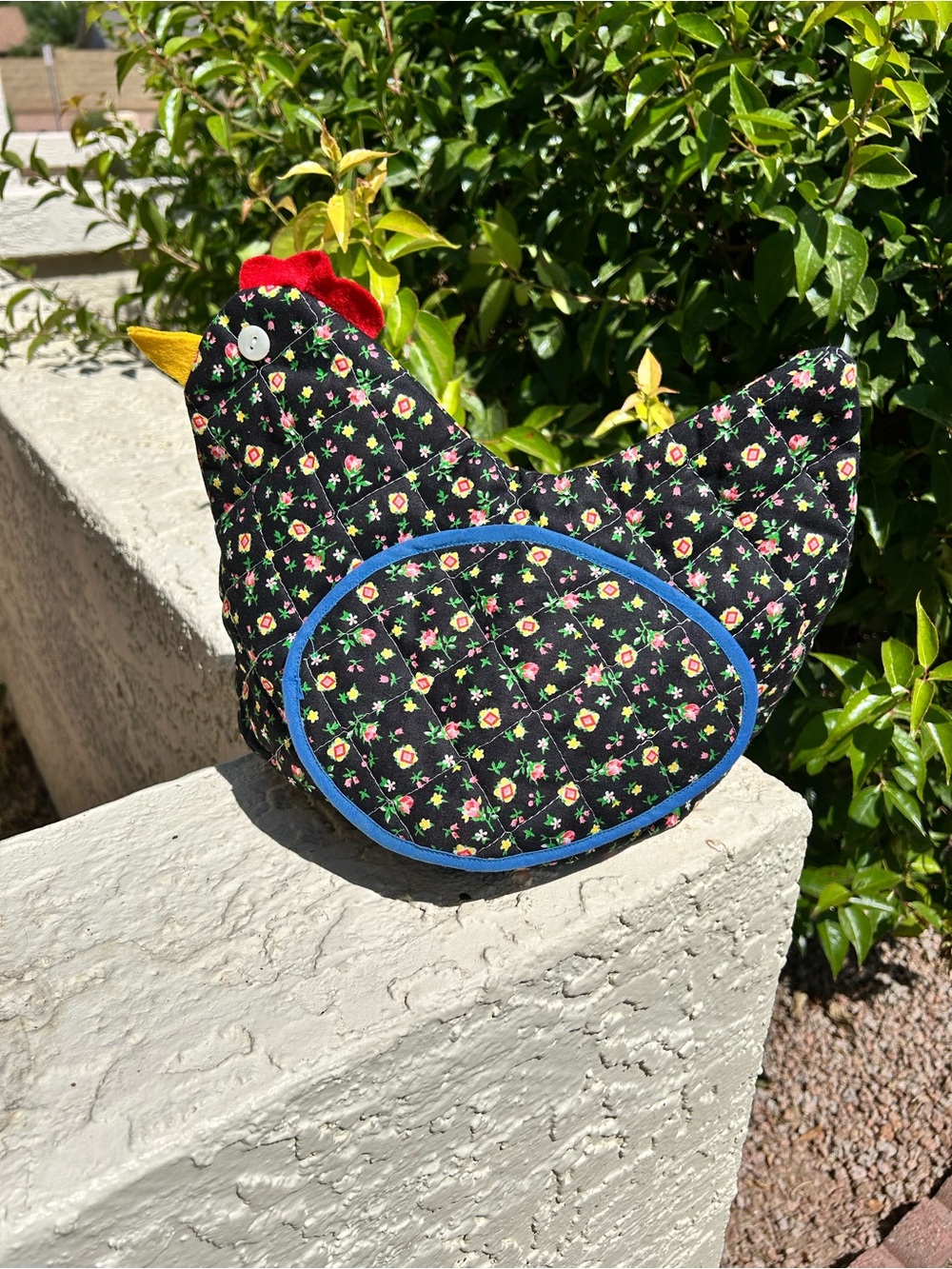 Quilted Fabric Chicken cozy - Black Floral